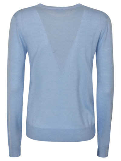 Shop P.a.r.o.s.h Rib Trim Knit Plain Sweater In Azzure