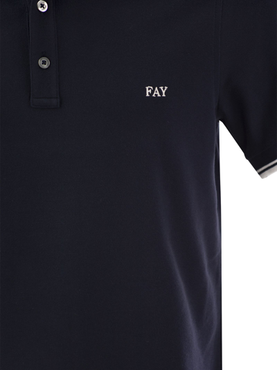 Shop Fay Stretch Polo In Blue