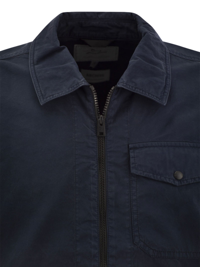 Shop Woolrich Garment-dyed Shirt Jacket In Pure Cotton In Blue