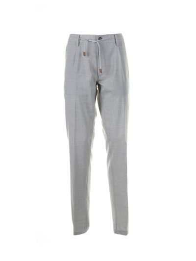 Eleventy Tailored Drawstring Trousers In Grigio Chiaro Melange