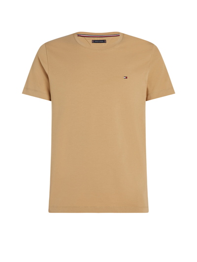 Shop Tommy Hilfiger Khaki T-shirt With Mini Logo In Classic Khaki