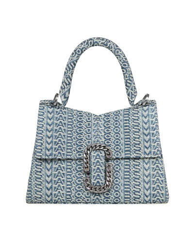 Shop Marc Jacobs The Top Handle In Monogram Fabric In Sun Faded Denim