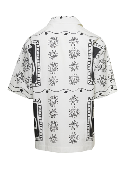 Shop Jacquemus White La Chemise Jean Shirt With Abstract Print In Cotton Man