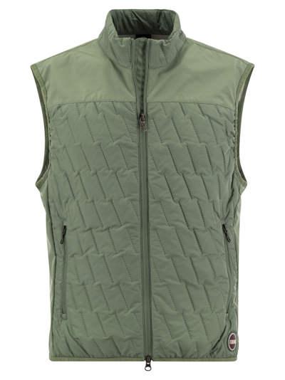 Shop Colmar Quilted Waistcoat With Softshell Inserts In Green