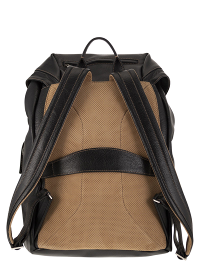 Shop Brunello Cucinelli Leather Backpack In Black