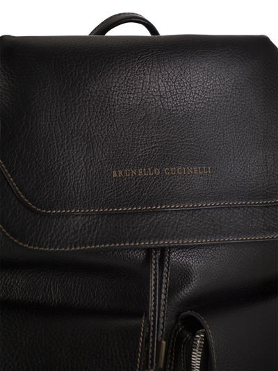 Shop Brunello Cucinelli Leather Backpack In Black