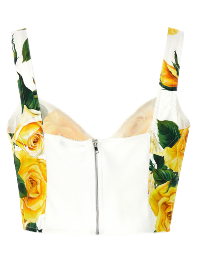 Shop Dolce & Gabbana Rose Gialle Bustier Top In Yellow
