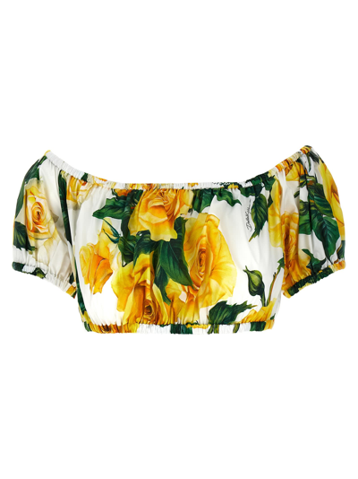 Shop Dolce & Gabbana Rose Gialle Top In Yellow