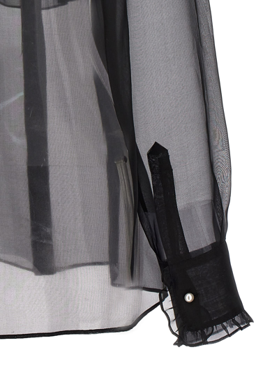 Dolce & Gabbana Sheer Fabric Ruffle Plastron Shirt In Black
