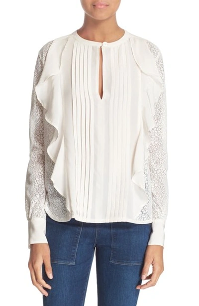 Shop See By Chloé Lace & Ruffle Blouse In Cloud White