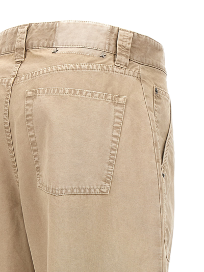 Shop Golden Goose Lenin Trousers In Beige