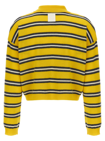 Shop Loewe Striped Polo Sweater In Yellow