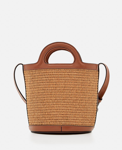 Shop Marni Mini Tropicalia Raffia Bucket Bag In Beige