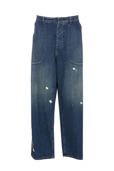 Shop Maison Margiela Distressed Denim Jeans In Blue
