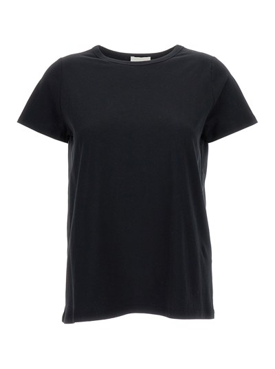Shop Allude Black Crewneck T-shirt In Cotton Woman