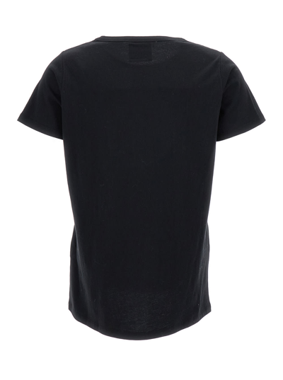 Shop Allude Black Crewneck T-shirt In Cotton Woman