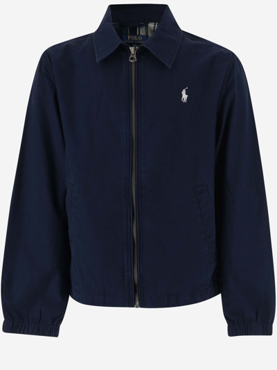 Shop Polo Ralph Lauren Cotton Jacket With Logo In Blue