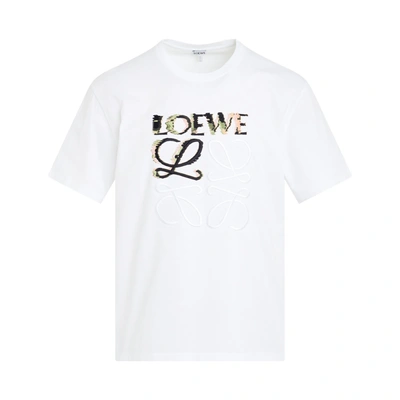 Shop Loewe Embroidered Blurred Logo T-shirt