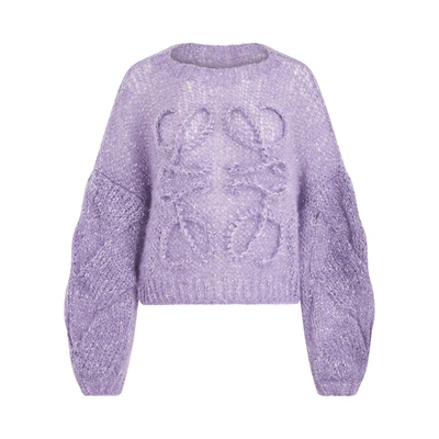 Shop Loewe Cropped Anagram Mohair Sweater