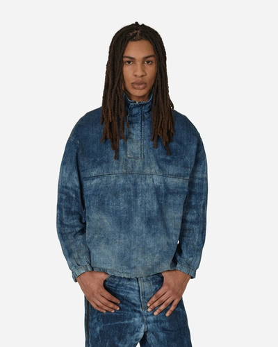Shop Diesel Dirt-effect Denim Pullover Jacket In Blue