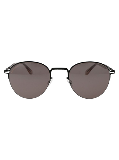 Shop Mykita Tate Oval Frame Sunglasses In Black