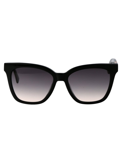 Shop Longchamp Square Frame Sunglasses In Black