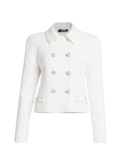 Shop Versace Women's Double-breasted Stretch Crepe Jacket In Optical White