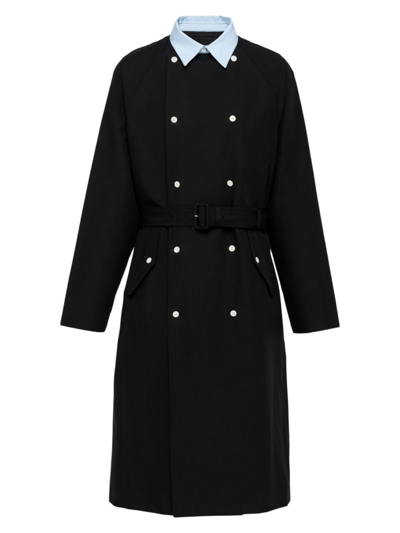 Shop Prada Men's Cotton Raincoat In Black