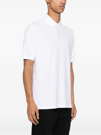 Shop Brunello Cucinelli Logo Piqué Polo Shirt White