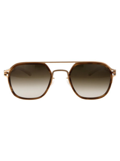 Shop Mykita Leeland Irregular Frame Sunglasses In Gold