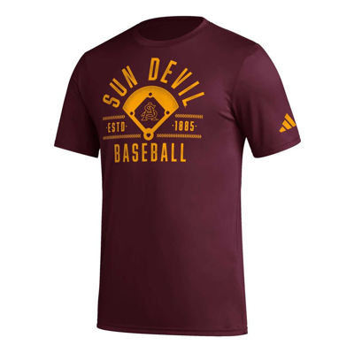 Shop Adidas Originals Adidas  Maroon Arizona State Sun Devils Exit Velocity Baseball Pregame Aeroready T-shirt