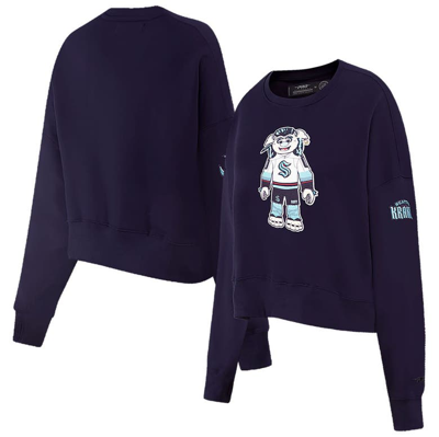 Shop Pro Standard Deep Sea Blue Seattle Kraken Mascot Crewneck Pullover Sweatshirt In Navy