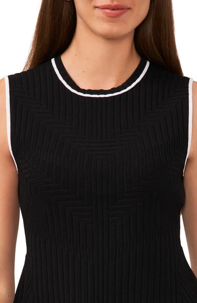 Shop Halogen (r) Contrast Trim Rib Sleeveless Peplum Sweater In Rich Black