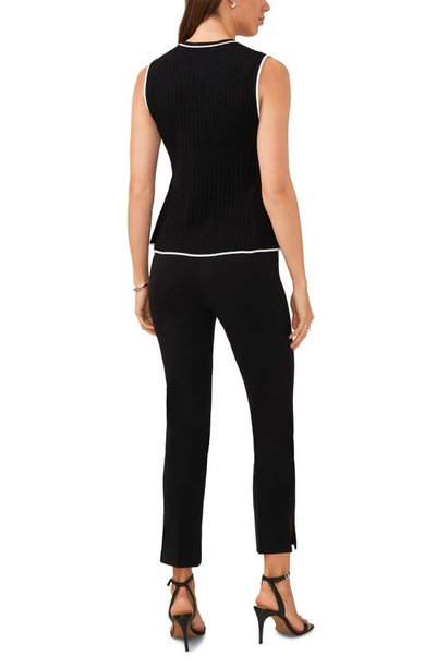 Shop Halogen (r) Contrast Trim Rib Sleeveless Peplum Sweater In Rich Black