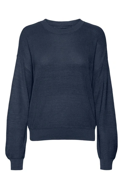 Shop Vero Moda Crewneck Sweater In Navy Blazer