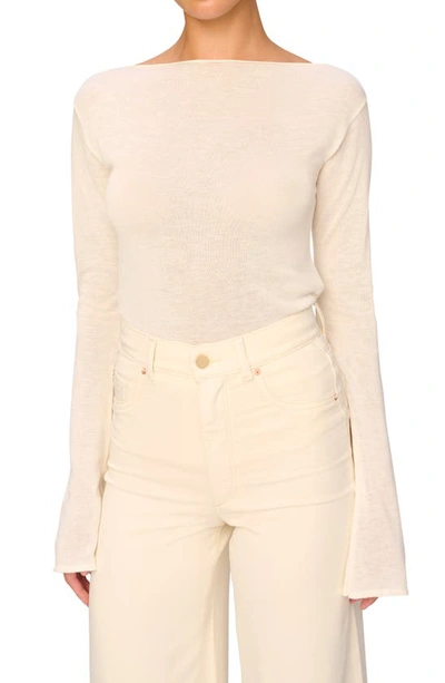 Shop Dl1961 Boat Neck Long Sleeve Knit Top In Cream (knit)