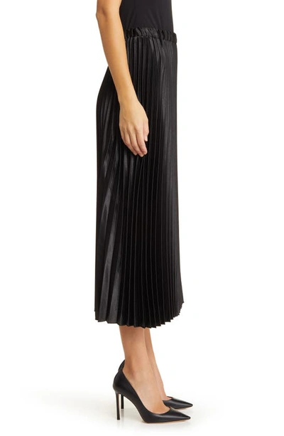 Shop Anne Klein Pleated Satin Midi Skirt In Anne Black