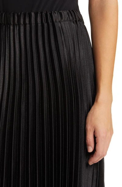 Shop Anne Klein Pleated Satin Midi Skirt In Anne Black