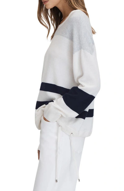 Shop Reiss Allegra Stripe Wool Blend Drawstring Waist Sweater In White/ Grey