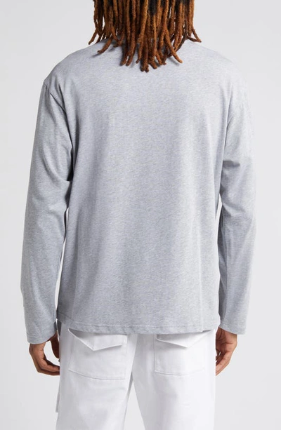 Shop Krost Sunrise Embroidered Long Sleeve Cotton T-shirt In Heather Grey