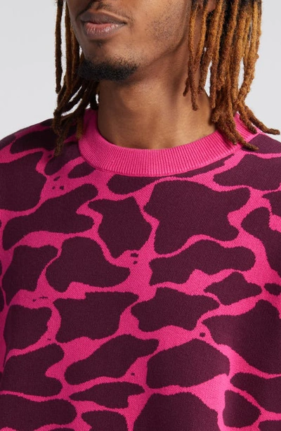 Shop Krost Abstract Jacquard Cotton Sweater In Cactus Flower