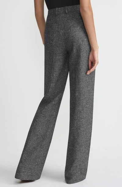 Shop Lafayette 148 Gates Basketweave Straight Leg Marled Linen Trousers In Black Multi