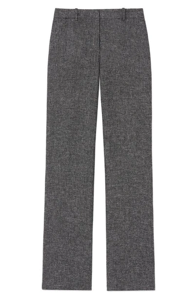 Shop Lafayette 148 Gates Basketweave Straight Leg Marled Linen Trousers In Black Multi