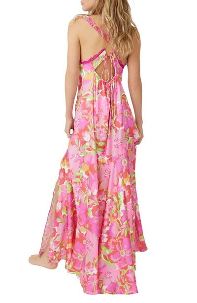 Shop Free People All A Bloom Floral Maxi Nightgown In Neon Pop Combo