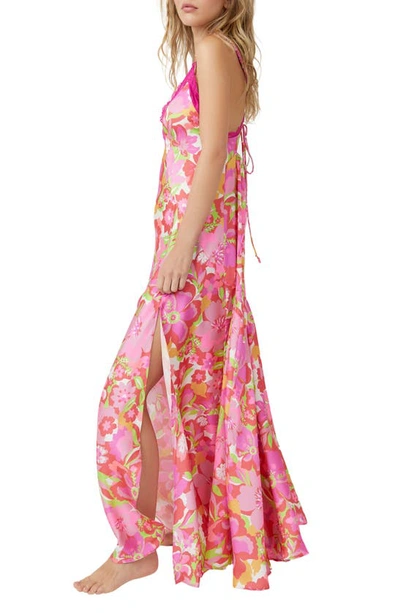 Shop Free People All A Bloom Floral Maxi Nightgown In Neon Pop Combo