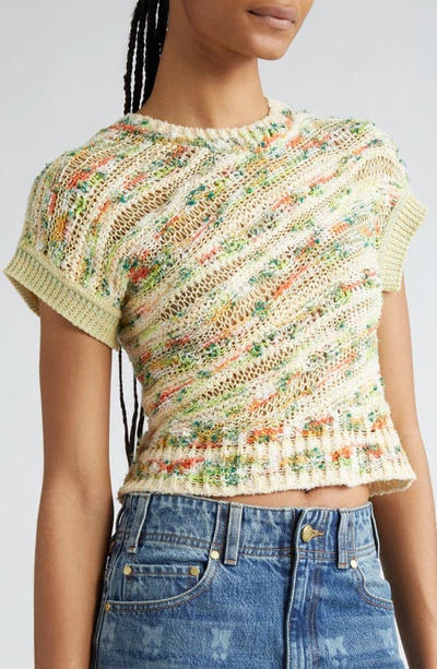 Shop Ulla Johnson Frankie Pattern Short Sleeve Crop Sweater In Confetti