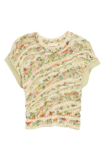 Shop Ulla Johnson Frankie Pattern Short Sleeve Crop Sweater In Confetti