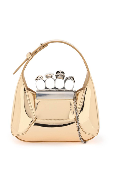 Shop Alexander Mcqueen The Jewelled Hobo Mini Bag In Gold