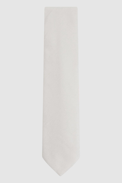 Shop Reiss Giotto - Cream Textured Silk Blend Tie,