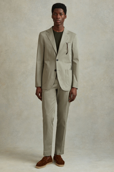Shop Reiss Crawford - Sage Slim Fit Cotton Blend Adjuster Trousers, 32